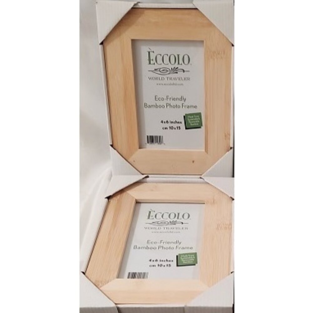 Set of 2 Eco-Friendly Bamboo 4x6 Picture Frames